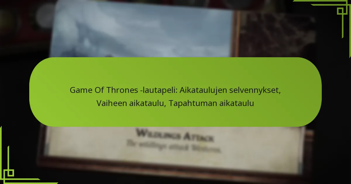 Game Of Thrones -lautapeli: Aikataulujen selvennykset, Vaiheen aikataulu, Tapahtuman aikataulu