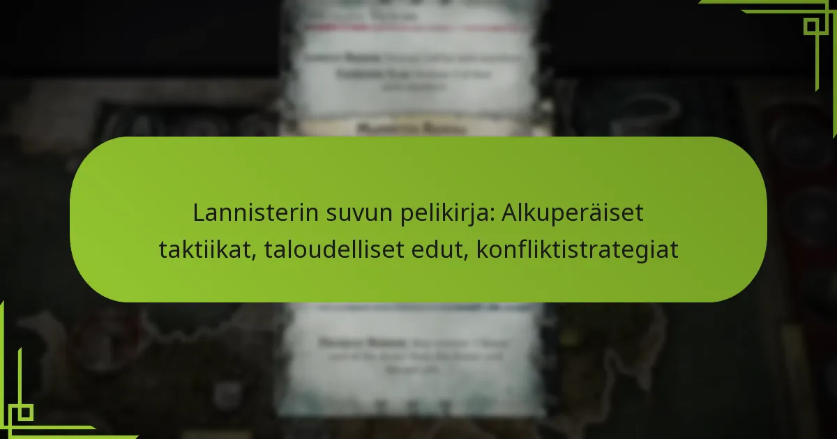 Lannisterin suvun pelikirja: Alkuperäiset taktiikat, taloudelliset edut, konfliktistrategiat