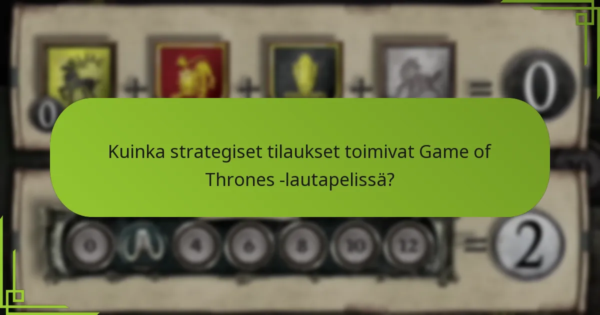 Kuinka strategiset tilaukset toimivat Game of Thrones -lautapelissä?
